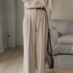 피버텐 더블 핀턱 세미와이드 슬랙스 팬츠