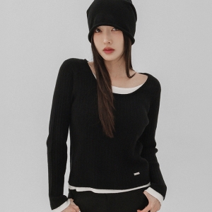 [인스타] 슈브 배색 레이어드 팬던트 니트