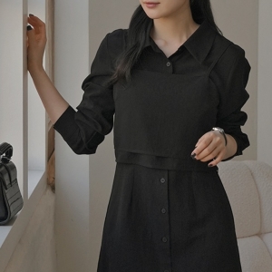 르페모엘 셔츠 미니 원피스 플랩 뷔스티에 투피스세트